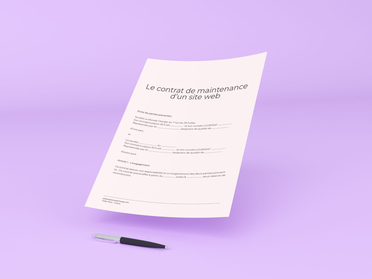 Contrat De Maintenance Site Web Duree 1 Année